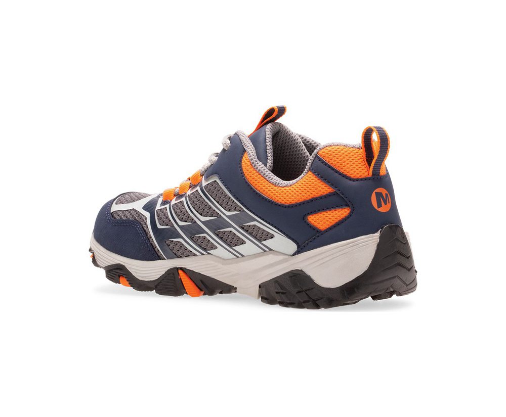 Buty Trekkingowe Merrell Dziecięce Granatowe/Szare/Pomarańczowe - Moab Fst Niskie Waterproof - 71308